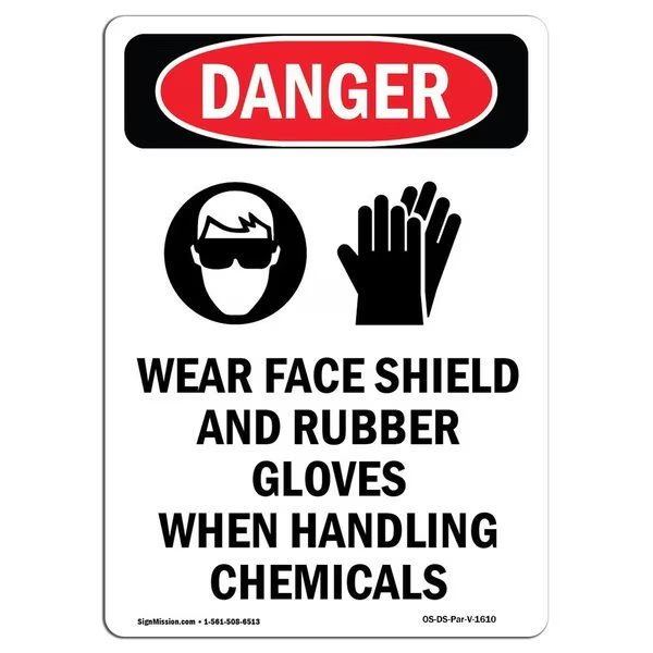 OSHA Sign, Wear Face Shield And, 10in X 7in Decal, 7